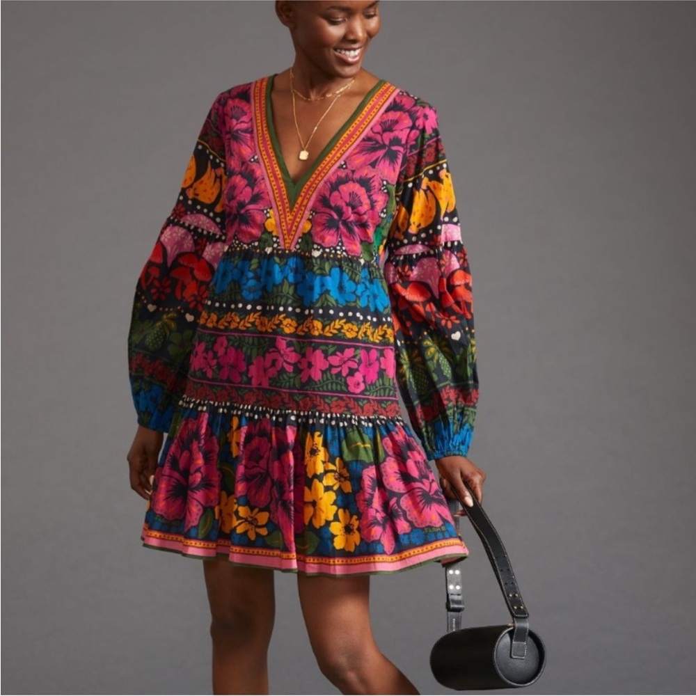 Farm Rio Puff Sleeve Mini Dress